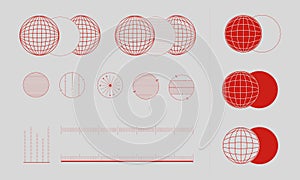 Spherical diagrams with field lines, magnetic dipoles or gravitational fields around celestial bodies, emphasizing force photo