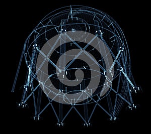 Spherical gas tank consisting of luminous lines and dots