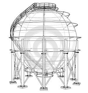 Spherical gas tank outline. Vector