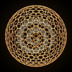 Spherical graphene structure, golden version.