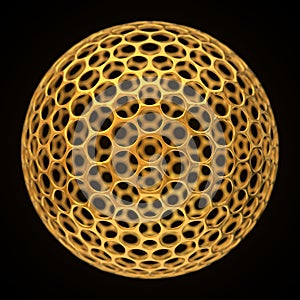 Spherical graphene structure, golden version.