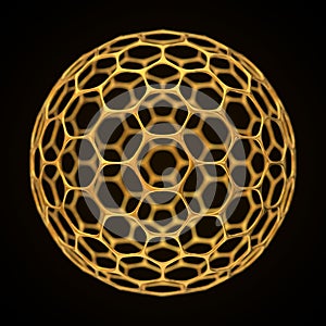 Spherical graphene structure, golden version.