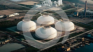 Spherical Hydrogen Tanks at Industrial Facility. Concept Industrial Equipment, Hydrogen Storage,