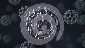 Spherical molecule ball model. Conceptual 3D rendering