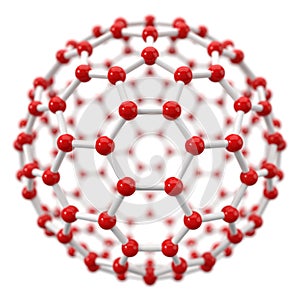 Spherical molecule model on white background.