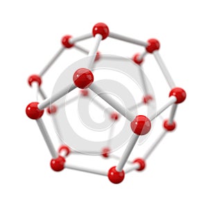 Spherical molecule model on white background.