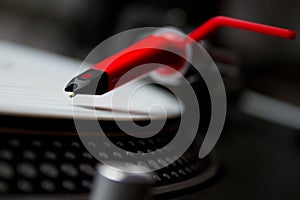 Spherical needle on vinyl record