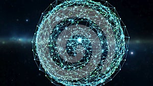 Spherical network of interconnected nodes and lines forms an