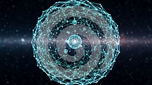Of a spherical network structure featuring interconnected points forming