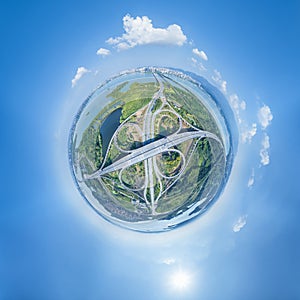 spherical panorama of city interchange overpass