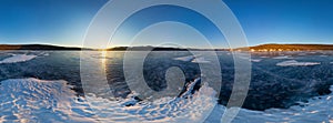 Spherical Panorama 360 degree sunrise on the island of Olkhon, s