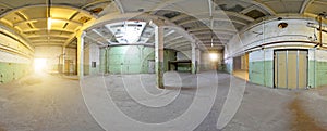 Spherical panorama inside abandoned building. Full 360 by 180 degree in equirectangular projection.