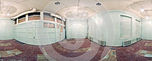 Spherical panorama inside abandoned dirty room in building. Full 360 by 180 degree in equirectangular projection.