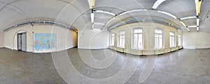 Spherical panorama inside abandoned dirty room in building. Full 360 by 180 degree in equirectangular projection.