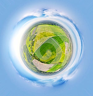 Spherical panorama of nature landscape. Little planet panorana