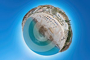 Spherical panorama of Pissouri beach. Limassol District, Cyprus