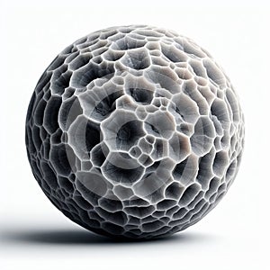 Spherical pebble with a grey color and a crackled texture reseb photo