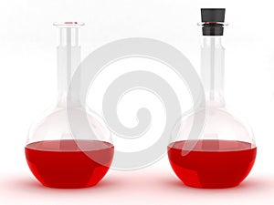 Spherical retort with red liquid