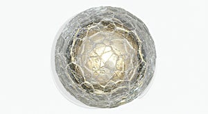 A spherical structure composed of interconnected transparent cells, resembling a