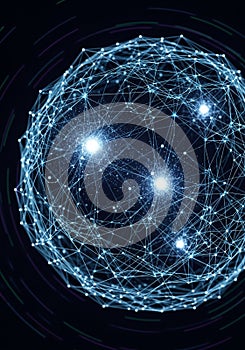 A spherical structure of interconnected nodes resembling a network or web of data