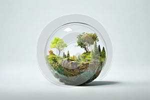 Spherical Terrarium with Trees and Landscape