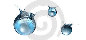 Spherical water splash on gradient background