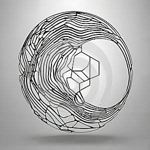 Spherical Wireframe Structure Art