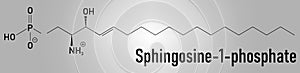 Sphingosine-1-phosphate or S1P signaling molecule. Skeletal formula.