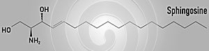 Sphingosine or 2-amino-4-trans-octadecene-1,3-diol, lipid molecule. Skeletal formula.