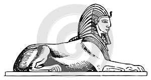Sphinx. Set of Egyptian labels and elements. Vector set illustration template tattoo.