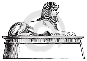 Sphinx. Set of Egyptian labels and elements. Vector set illustration template tattoo.
