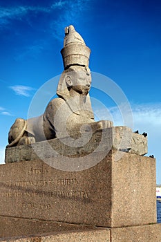 Sphinx on embankment of the river Neva