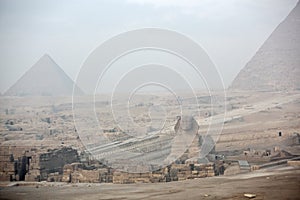 The Sphinx at Giza and pyramid