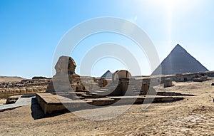 Sphinx and the Great Pyramid in the Egypt