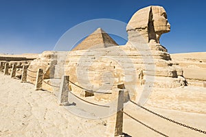 Sphinx and Great Pyramid of Pharaoh Khufu, Giza (Egypt) photo