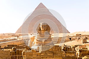 Sphinx and Khufu pyramid