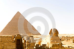 Sphinx and Khufu pyramid