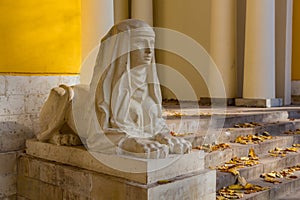 Sphinx on the Milovida Pavilion in the Tsaritsyno park in Moscow