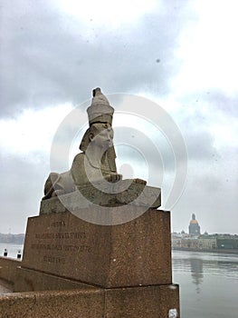 Sphinx napping above the recalcitrant Neva
