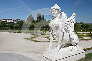 Sphinx in the park of Belvedere Palace, belonged to Prince Eugene of Savoy in Vienna