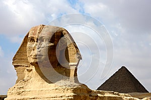 Sphinx with pyramid