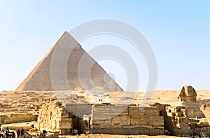 Sphinx and pyramid