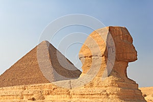 Sphinx and the Pyramid of Cheops at Giza