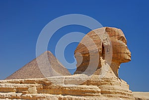 Sphinx and pyramid in egypt