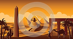 Sphinx and Pyramid famous landmark of Egypt,cartoon version