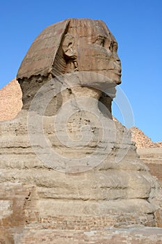 Sphinx and the pyramid in Giza