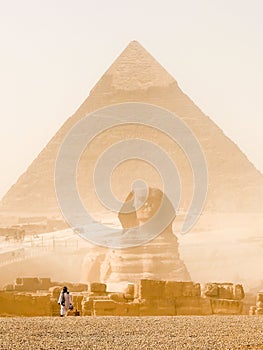 Sphinx and pyramid of Giza