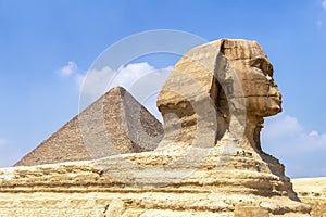 The Sphinx and Pyramid of Khafre, Cairo, Egypt