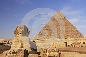 The Sphinx and Pyramid of Khafre, Cairo photo