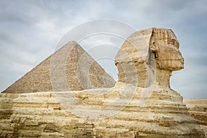 The Sphinx and Pyramid of Khufu photo